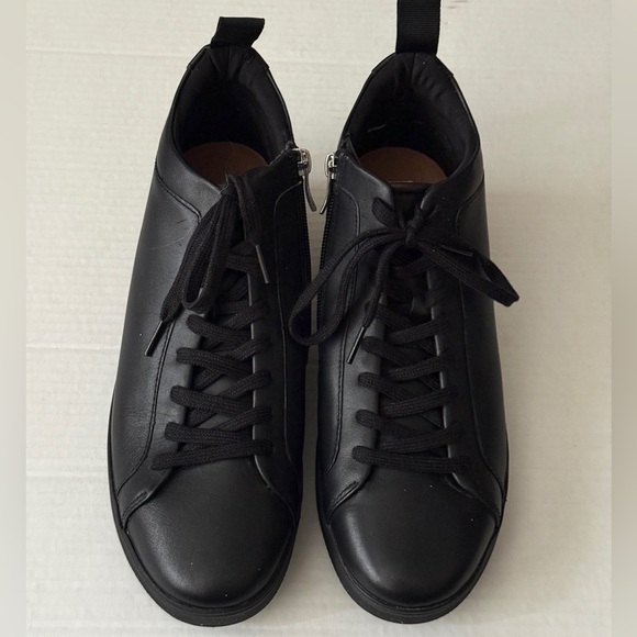 Fitflop Black Leather Rally Sneakers High Top Lace Up Side Zipper Women's Sz 10 - Picture 3 of 11